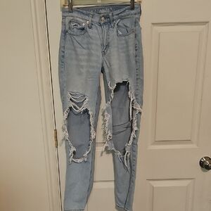 American Eagle Outfitters Light Blue Ripped Skinny Jeans